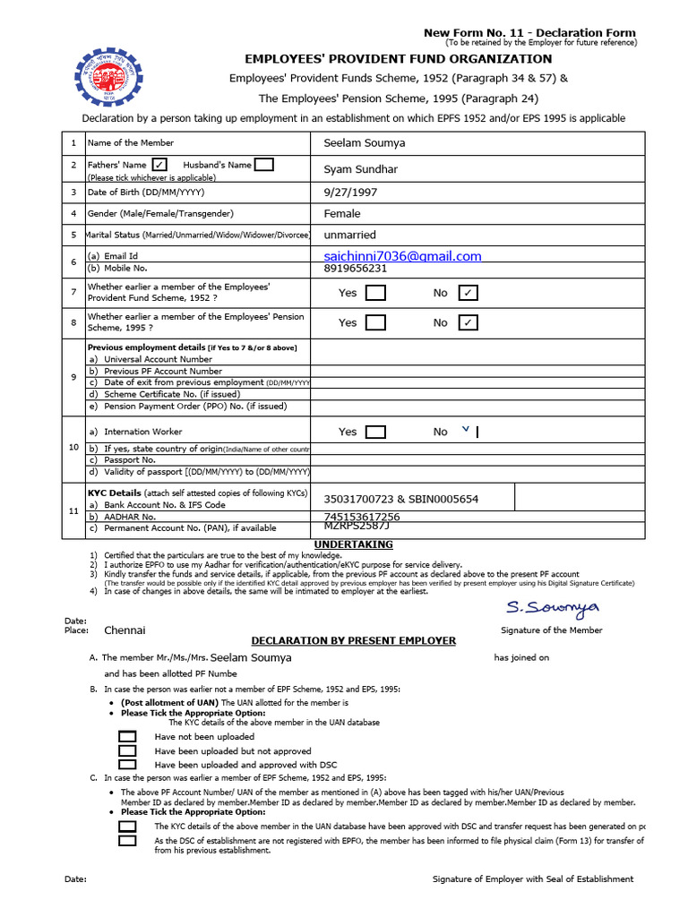 Epf Form 20 In Excel Format