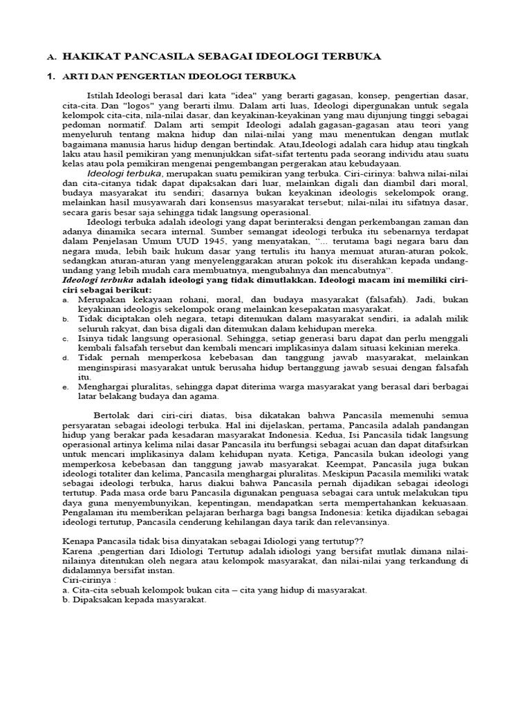 Hakikat Pancasila Sebagai Ideologi Terbu | PDF | Politik