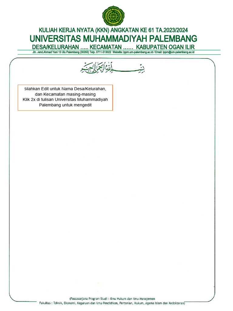 Format KOP Surat KKN Angkata 61 TA 2023 2024 | PDF