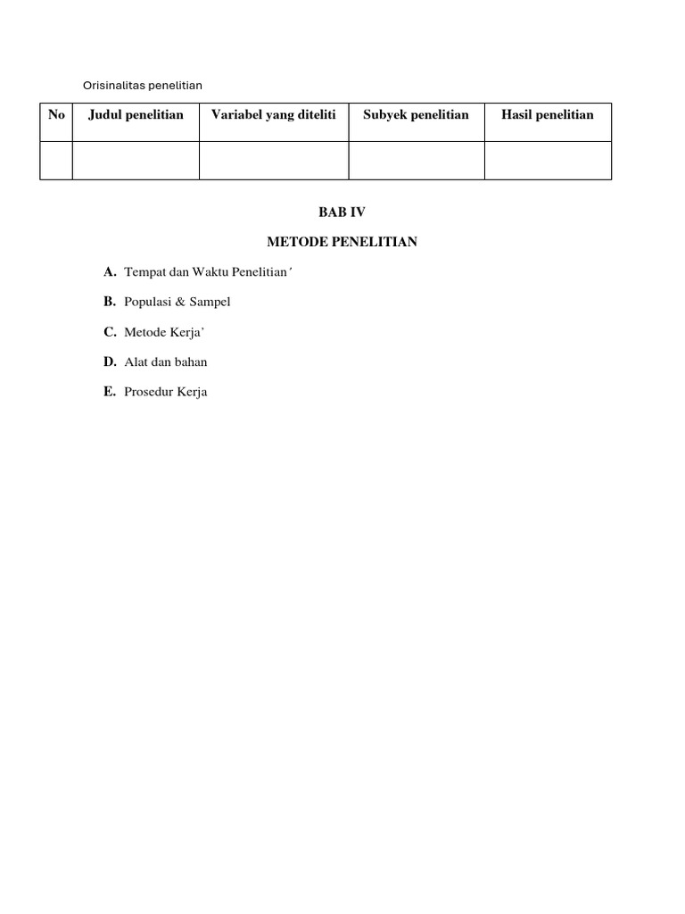 Outline Metode Penelitian Bab IV | PDF