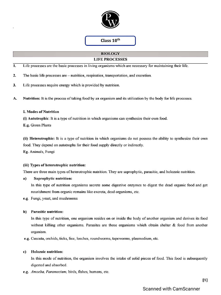 65fa97a94026180017f3786a - ## - Life Processes - Short Notes | PDF