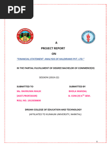 Financial Statement Analysis of Haldirams Pvt. Ltd.