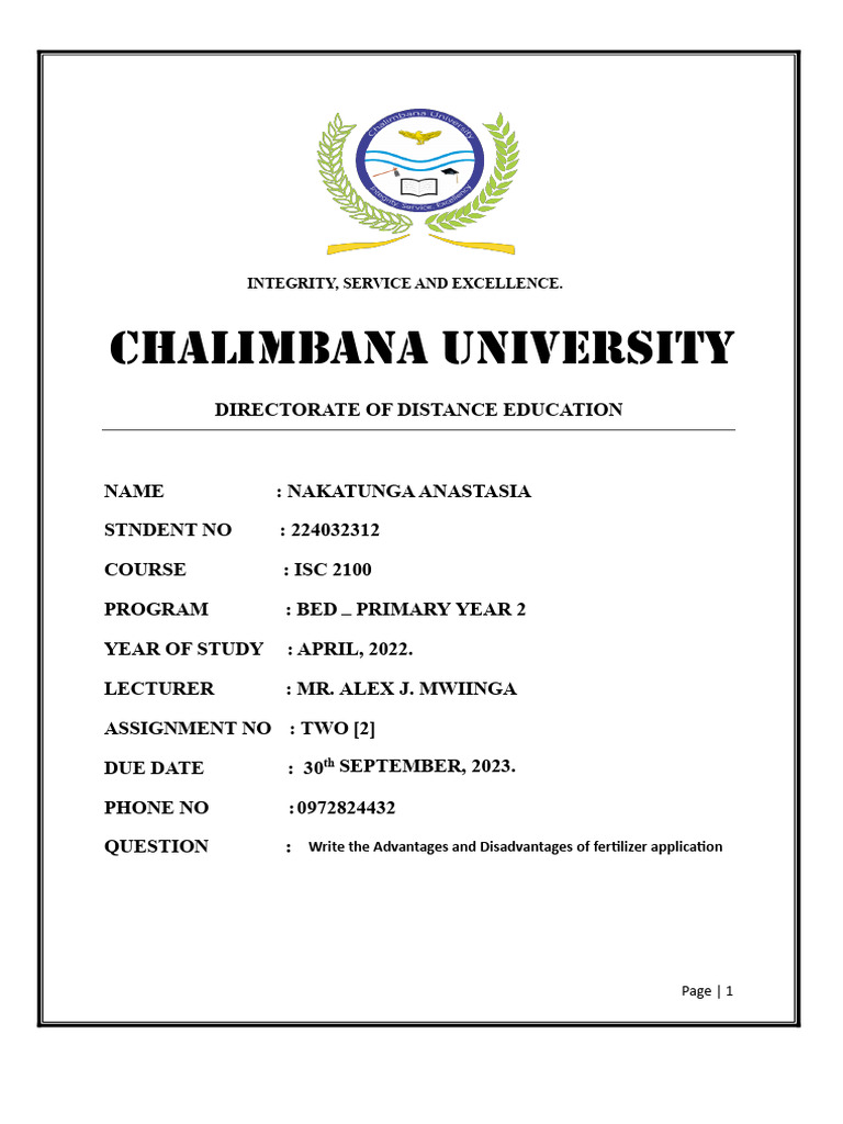 Assignment 2 ISM | PDF | Fertilizer | Agriculture
