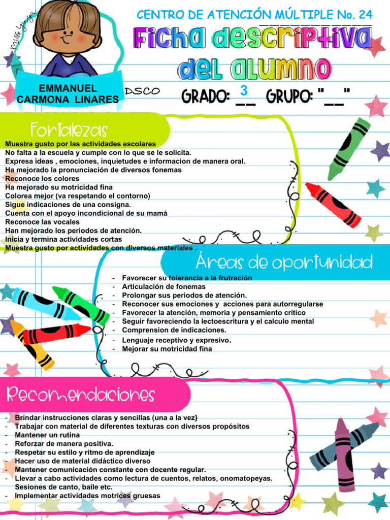 Fichas Grupal y Descriptivas CAM EDUCACION ESPECIAL | PDF | Aprendizaje