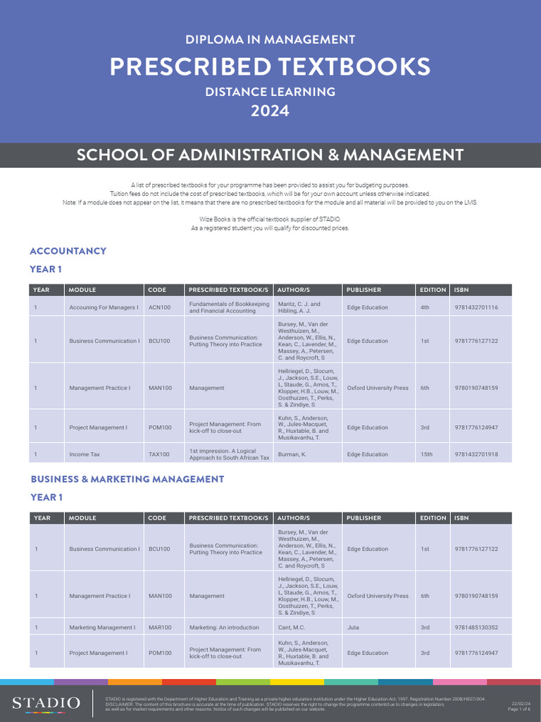 STADIO Project Management Diploma Guide | PDF | Textbook | Publishing