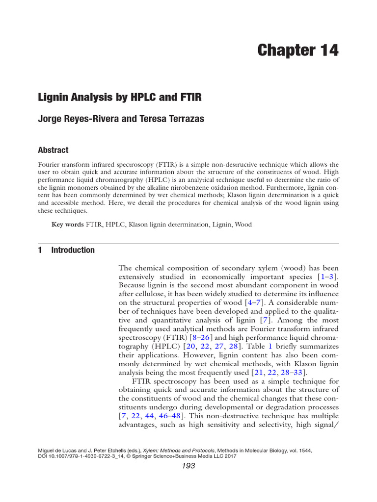 Lignin Analysis via HPLC and FTIR | PDF | Lignin | High Performance ...