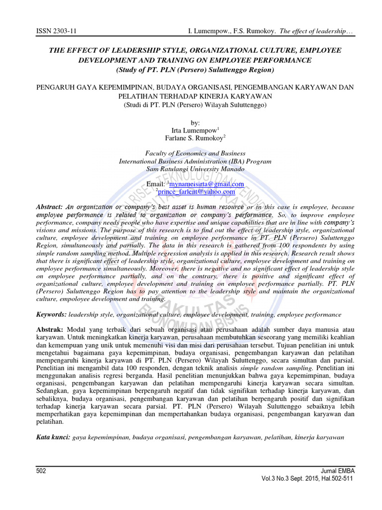 Leadership Impact on Employee Performance | PDF | Multicollinearity ...