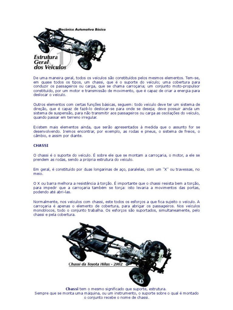 Estrutura e Função do Chassi Veicular | PDF | Motor de Combustão interna |  Pistão
