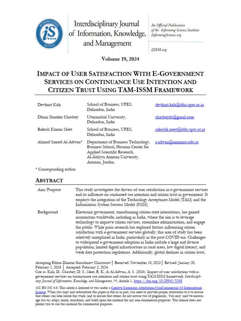 Impact of User Satisfaction With E-Government Serv | PDF | E Government ...