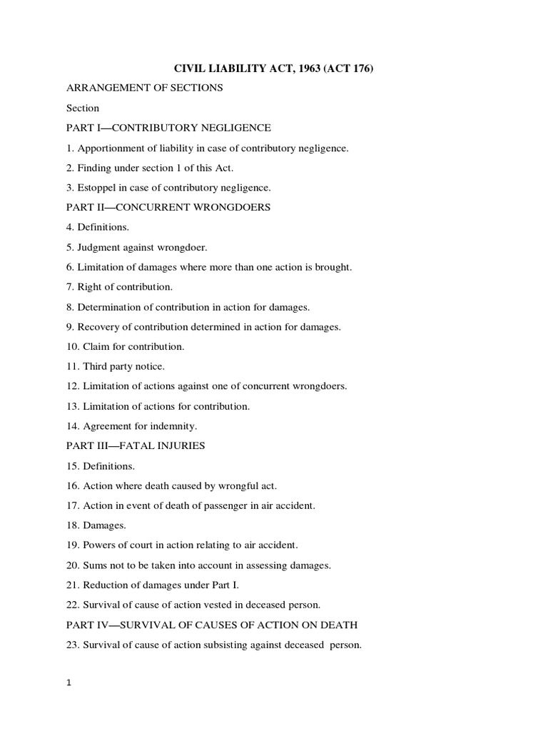 Ghana Civil Liability Act Overview | PDF | Damages | Contributory ...