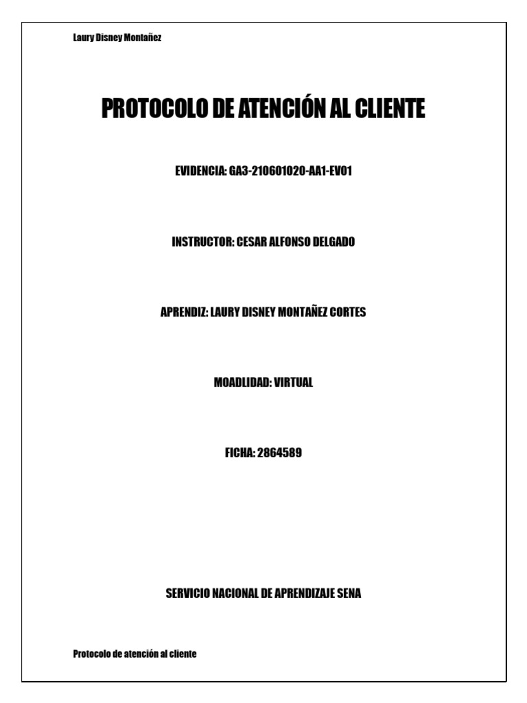Protocolo de Atención al Cliente SENA | PDF | Etiqueta | Servicio al ...