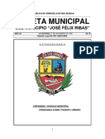 Ordenanza sobre Tránsito Urbano del Municipio José Félix Ribas del Estado Aragua. Gaceta Municipal Extraordinaria N° 70 (27-12-1995)