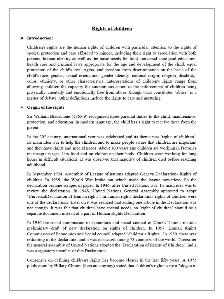 Children's Rights and Welfare Overview | PDF | Children's Rights ...