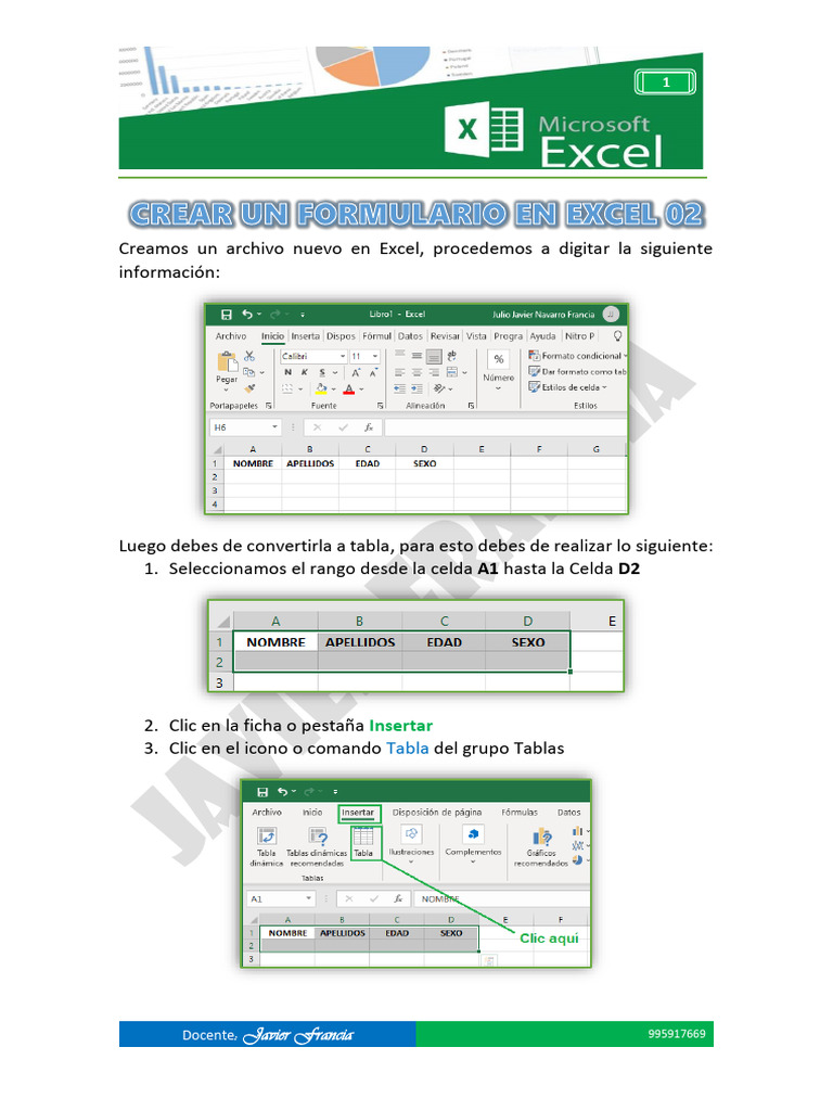 Crear Formulario en Excel PDF | PDF | Microsoft Excel | Ventana ...