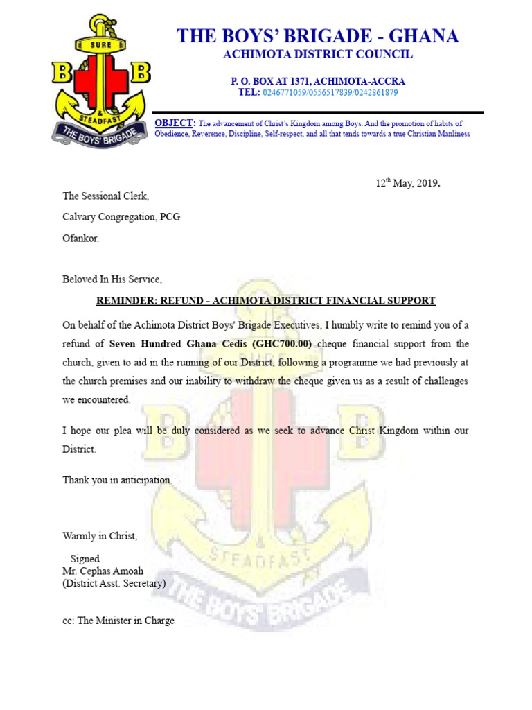 Ofankor PCG Refund Letter | PDF