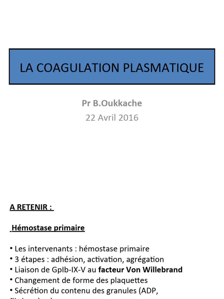 Coagulation Plasmatique: Processus et Régulation | PDF | Coagulation ...