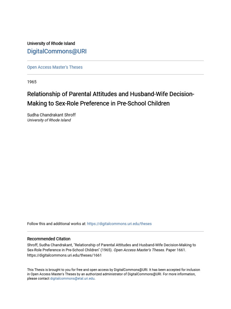 Parental Influence on Child Gender Roles | PDF | Validity (Statistics ...