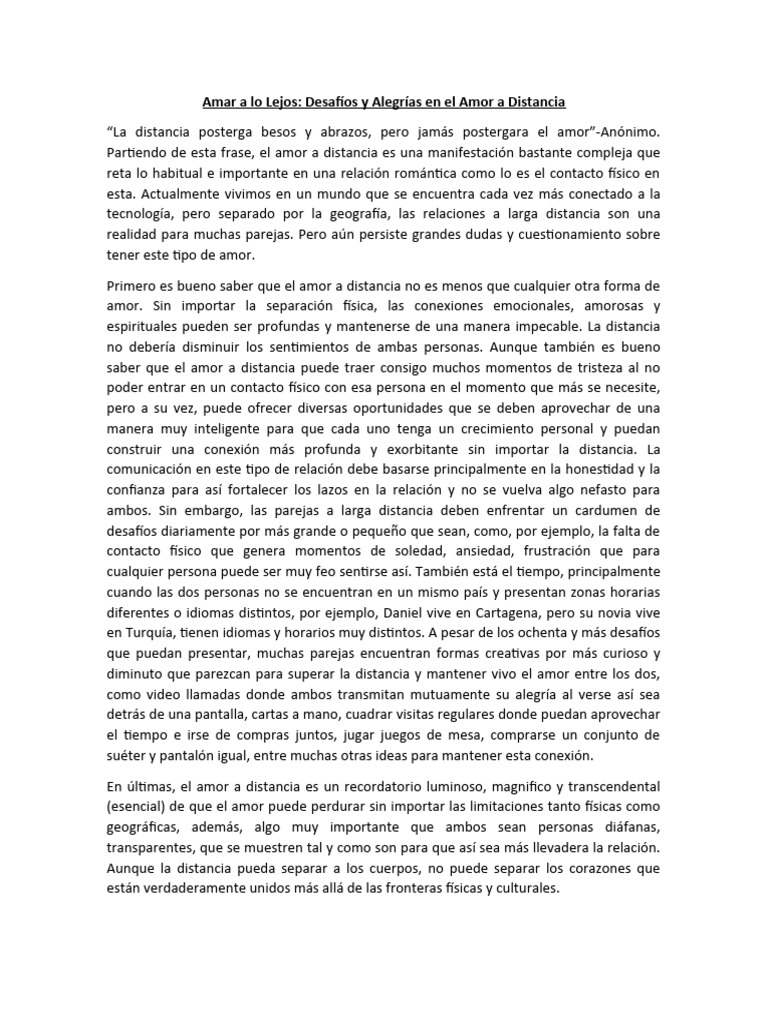 Amor A Distancia | PDF | Amor | Sicología