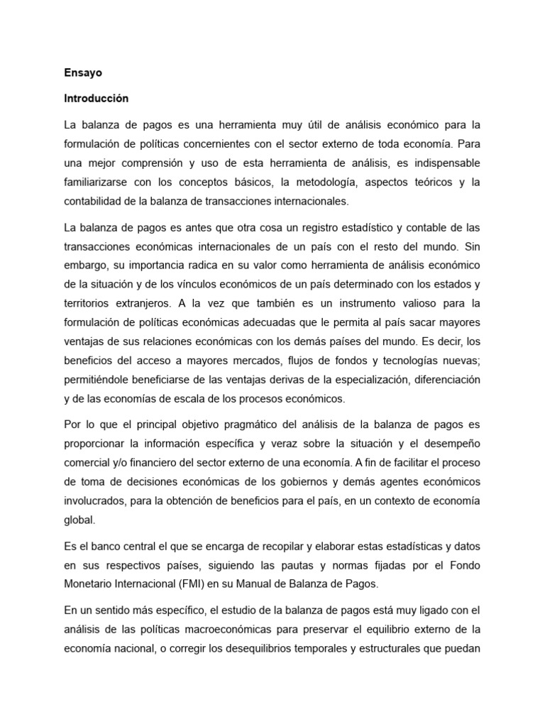 Análisis de la Balanza de Pagos en Economía | PDF | Balance de pagos ...