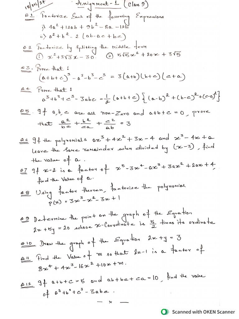 QP Maths Class 9 | PDF