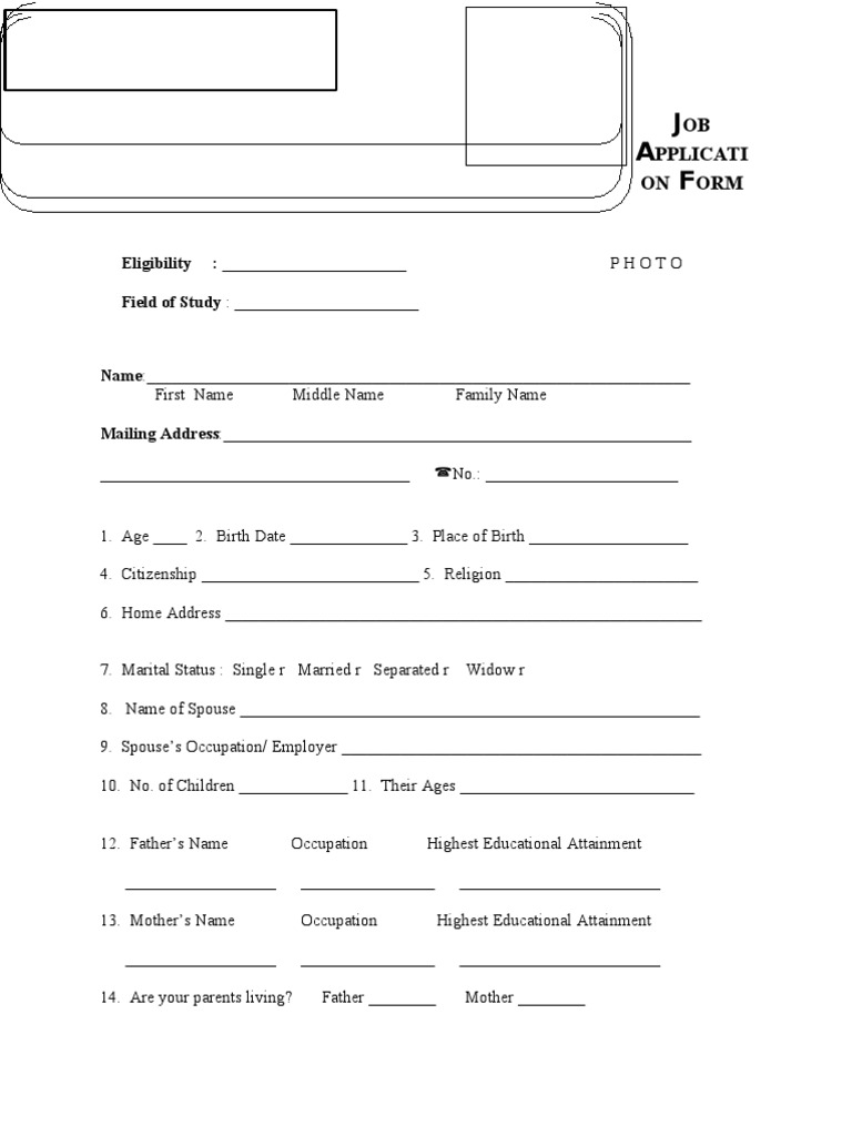 Job Form | PDF | Educational Attainment In The United States ...