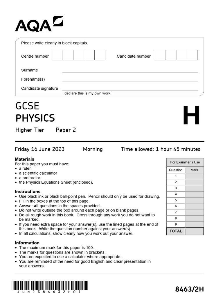 AQA Physics Paper 2 | Download Free PDF | Reflection (Physics ...