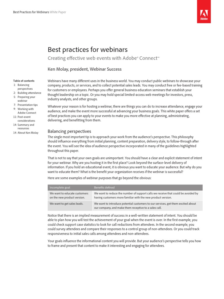 Best Practices For Webinars: Creating Effective Web Events With Adobe ...