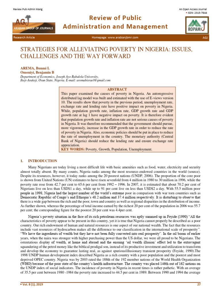 Strategies to Alleviate Poverty in Nigeria | PDF | Cost Of Living | Poverty