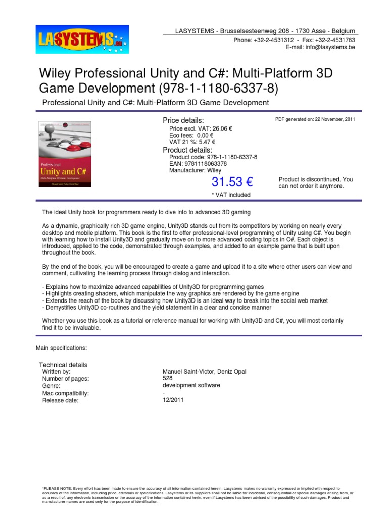 Professional Unity 3D Game Development Guide | PDF