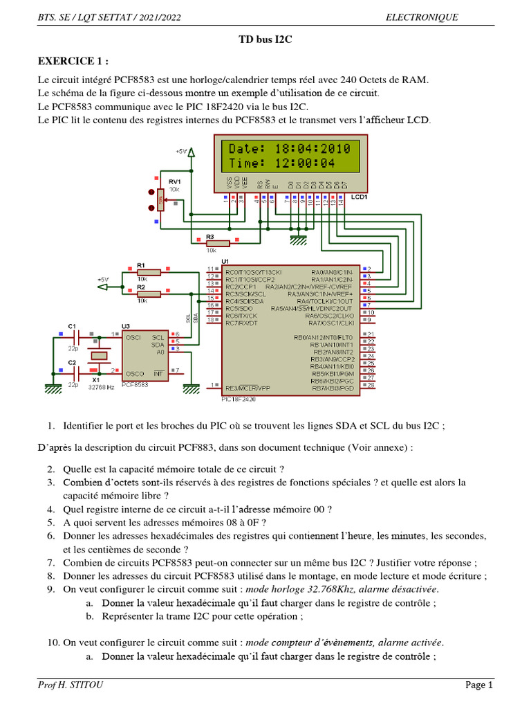 Trame et protocole I2C en électronique | PDF | Électrotechnique ...