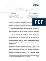 E-Governance Service Delivery - An Assessment of Community Information Centre Project of Assam-Jugal Bharali, Dr. A. R. M. Rehman