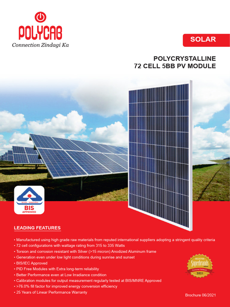 Polycrystalline 72 Cell 5BB PV Module | PDF | Solar Panel | Photovoltaics