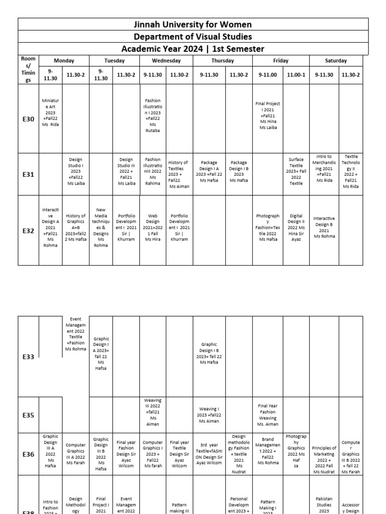 2024 timetable all (1) PDF Textiles Clothing