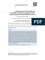 The Correlation Between Personality and Creativity: A Study of Contestants at The National Industry-Related Skills in Taiwan