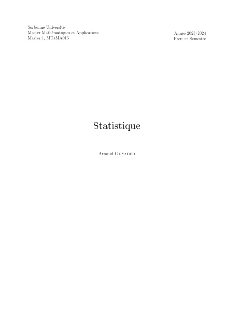 Statistique : Modélisation et Estimation | PDF | Probabilité ...