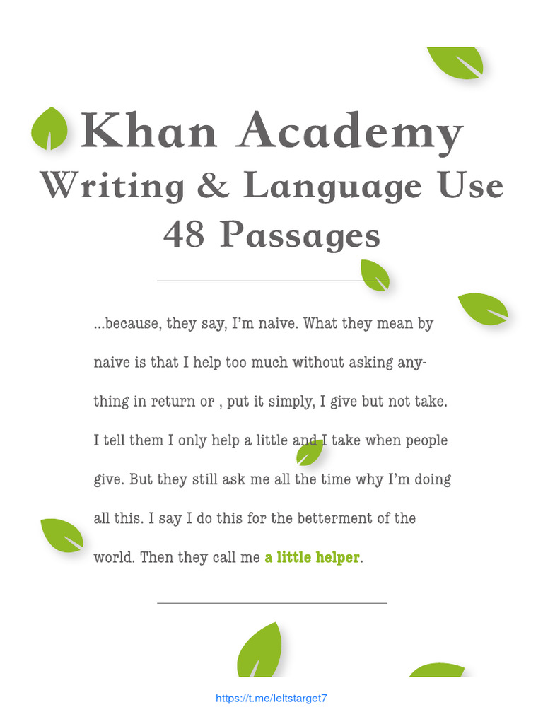 Khan Academy Writing and Language Use 48 Passage PDF Comet Guinevere