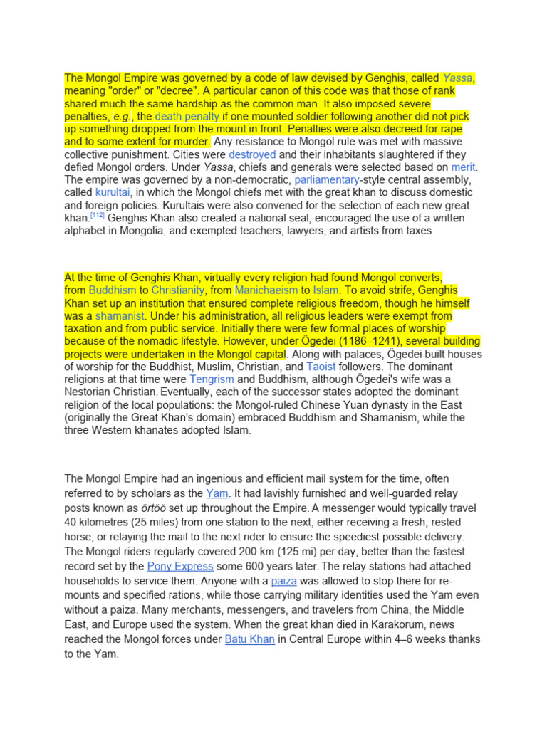 The Mongol Empire Pdf Mongol Empire Mongol Peoples