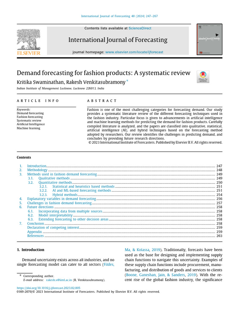 Systematic Review of Fashion Demand Forecasting | PDF | Forecasting ...