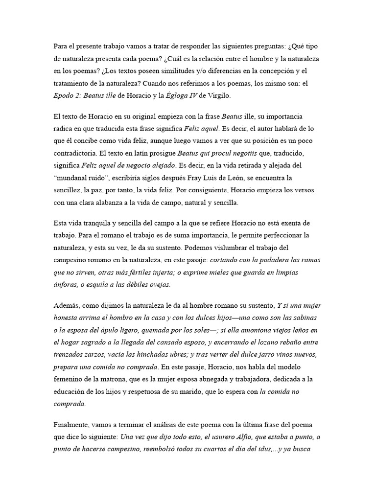 Análisis de la naturaleza en Horacio y Virgilio | PDF | Horacio | Poesía