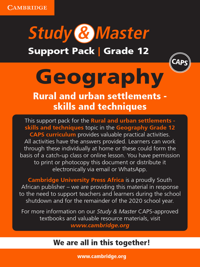 Grade 12 Geography: Rural & Urban Settlements Support Pack | PDF ...