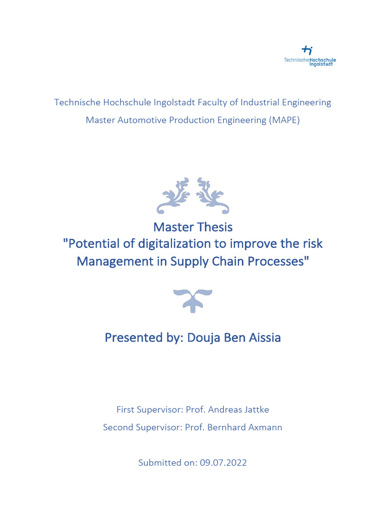 I001208309 Thesis Pdf Supply Chain Supply Chain Management