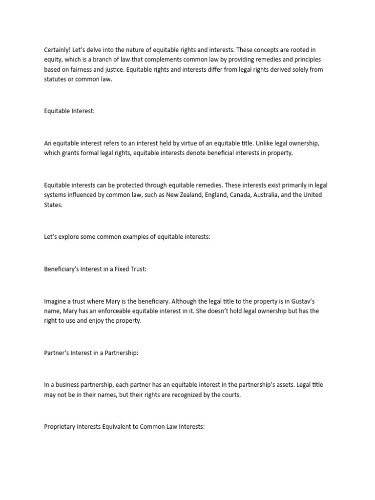 Understanding Equitable Rights and Interests | PDF | Equity (Law ...