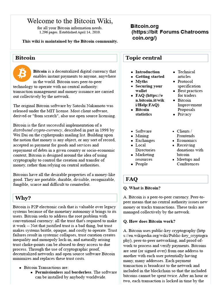 Bitcoin Wiki for Enthusiasts | PDF | Bitcoin | Cyberspace