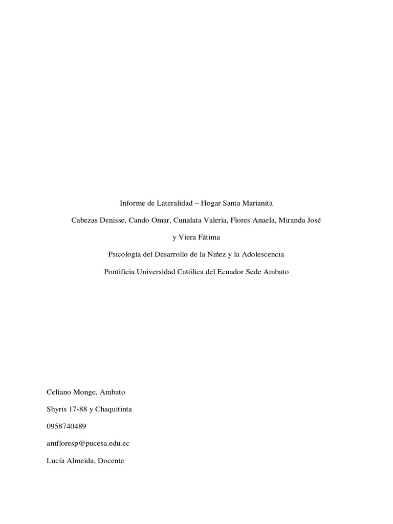 Informe - Lateralidad - s7 - Flores Anaela | PDF | Ciencias del ...