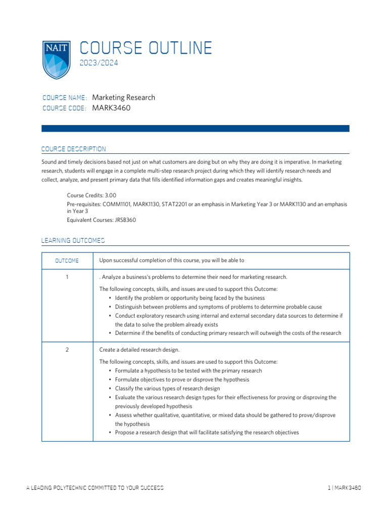 Marketing Research Course Overview | PDF | Marketing Research | Data