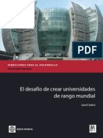 El Desafío de Establecer Universidades de Nivel Mundial