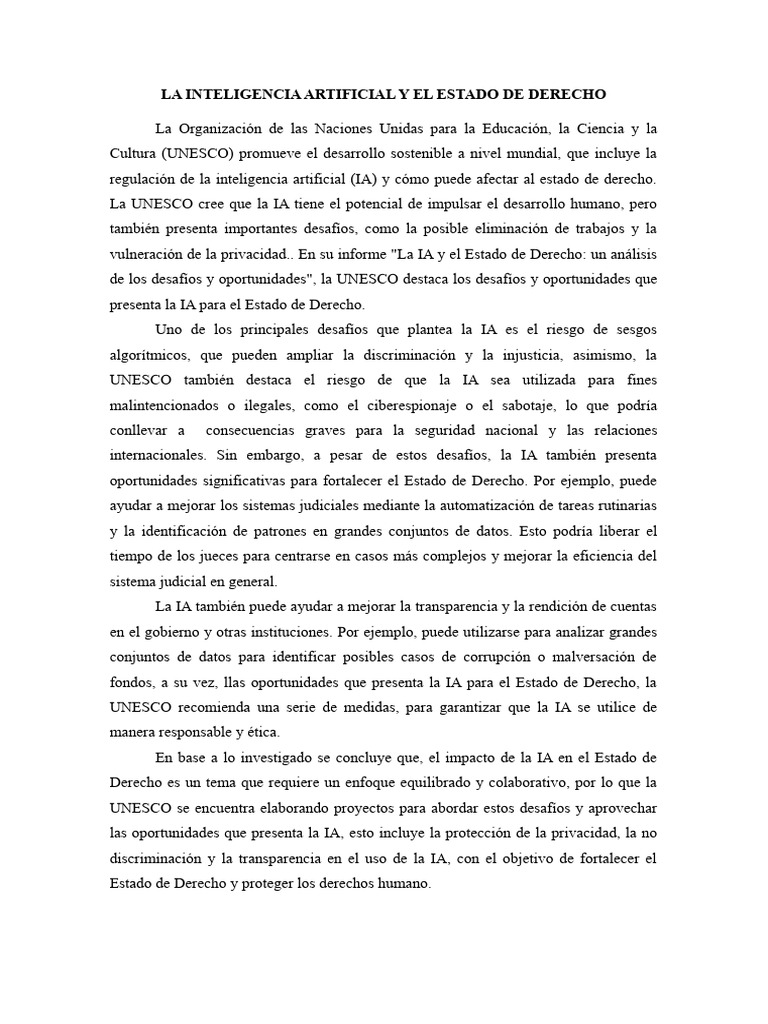 La Inteligencia Artificial y El Estado de Derecho | PDF | Inteligencia ...