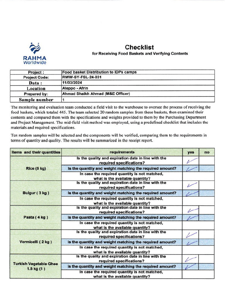 Cheklist | PDF