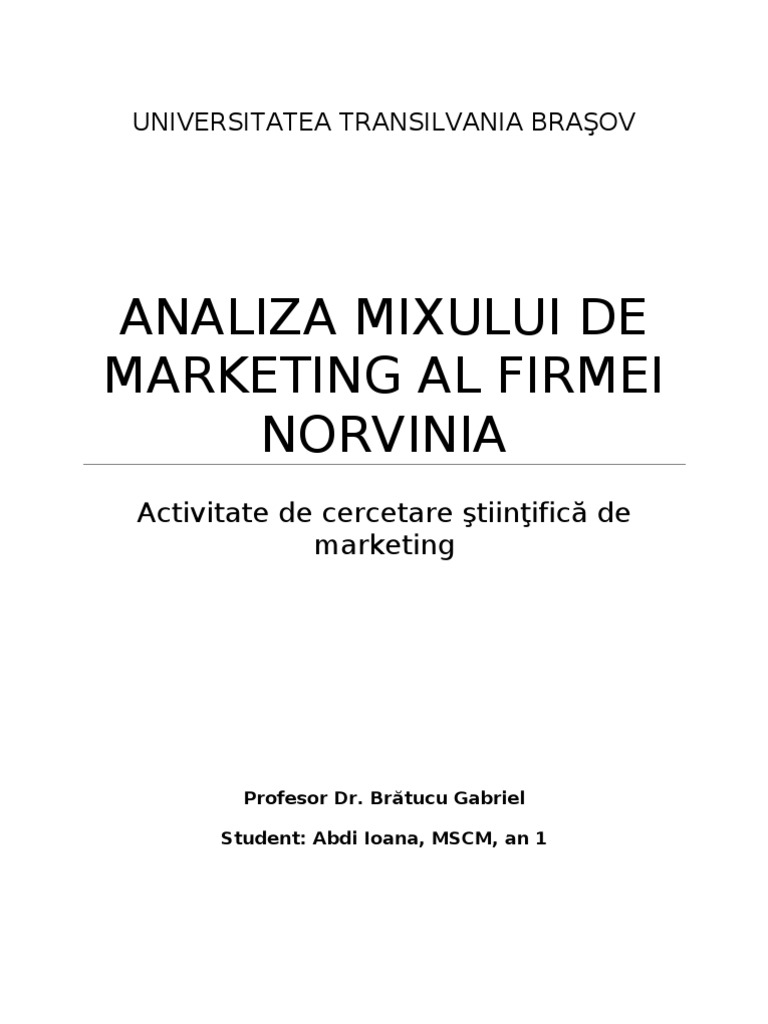 Analiza Mixului De Marketing Al Firmei Norvini1
