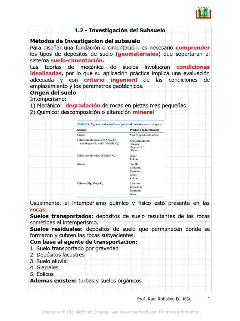 1 2 Investigacion Del Subsuelo Pdf Suelo Glaciar